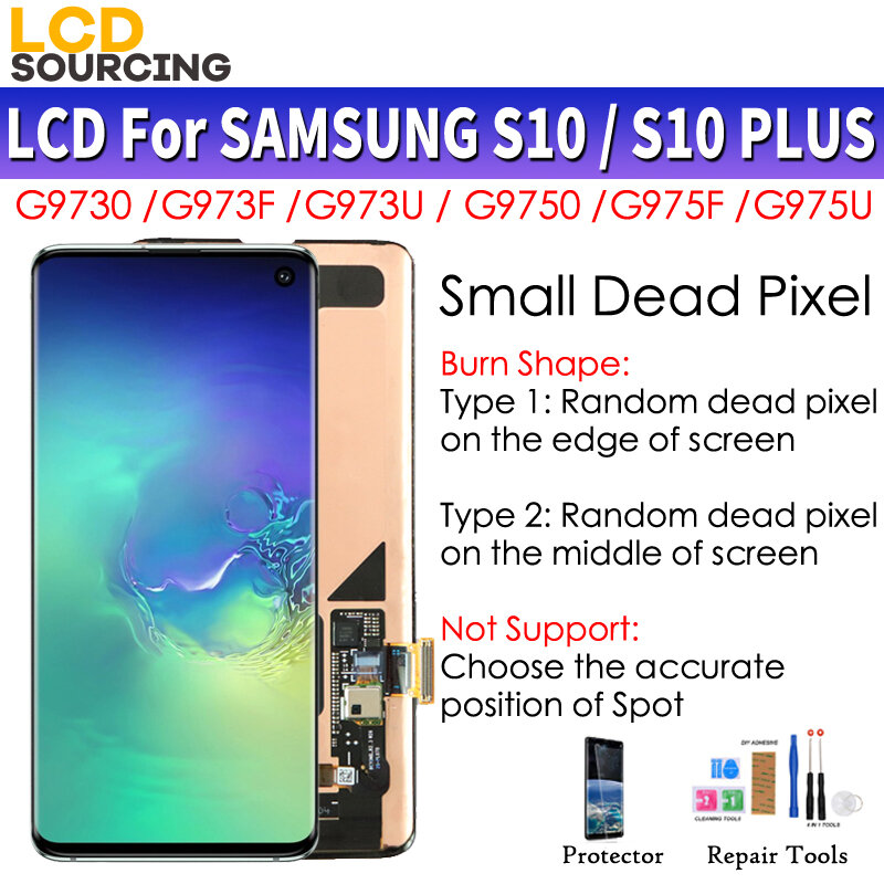 Amoled Small Dead Pixels For SAMSUNG Galaxy S10 LCD G973F G973FD Display S10+ Plus G975F G975FD Touch Screen Digitizer Assembly