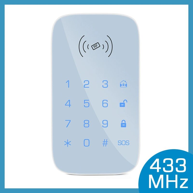 433mhz teclado sem fio para kit sistema de segurança em casa inteligente para assaltante alarme incêndio host suporte do painel controle rfid tag braço desarmar