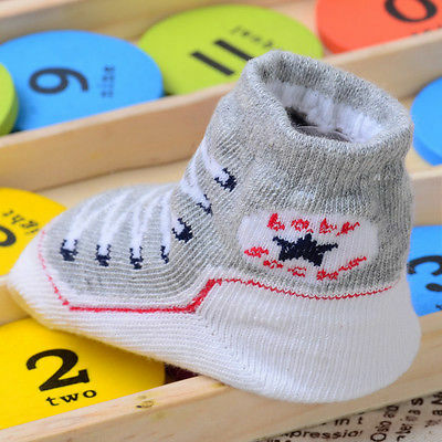 เด็กทารกน่ารักทารกแรกเกิดเด็กทารกเด็กหญิงถุงเท้าผ้าฝ้ายนุ่มเด็กวัยหัดเดิน Anti-Slip Soft Sole สามมิ...