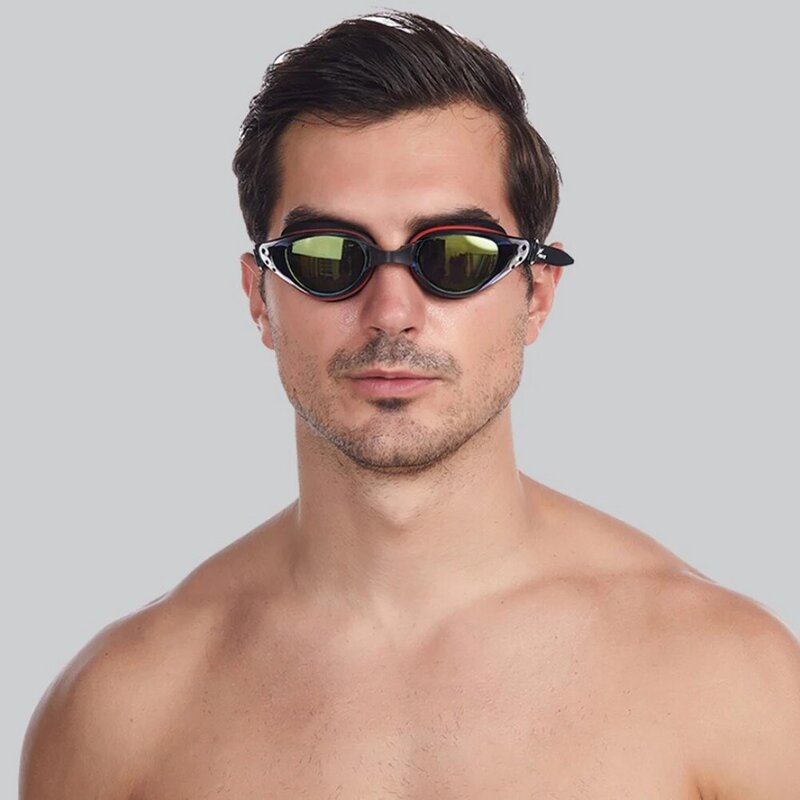 Óculos de natação profissional revestido lente anti-nevoeiro elástico cabeça ajustável almofada do nariz óculos de natação adultos esportes aquáticos eyewear