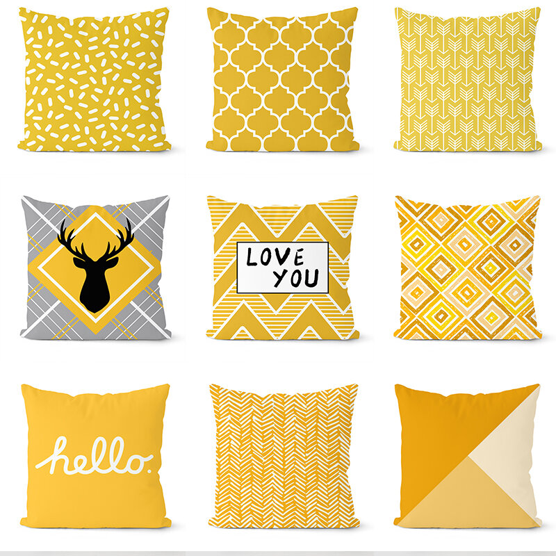 Housse de coussin en forme de cerf jaune, taie d'oreiller géométrique décorative pour la maison, canapé ou chaise