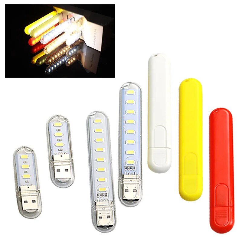 مصباح LED محمول على شكل قرص 5 فولت للكتب ، 3 أو 8 مصابيح LED تعمل بالطاقة USB ، مصباح قراءة محمول للكتب الصغيرة