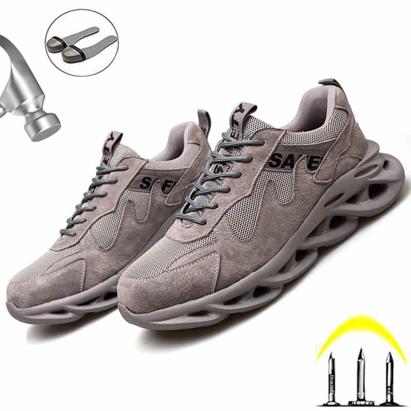 Scarpe da lavoro antinfortunistiche con puntale in acciaio suola in gomma stivali antiforatura sneaker con cuscino resistente all'olio leggero per esterni