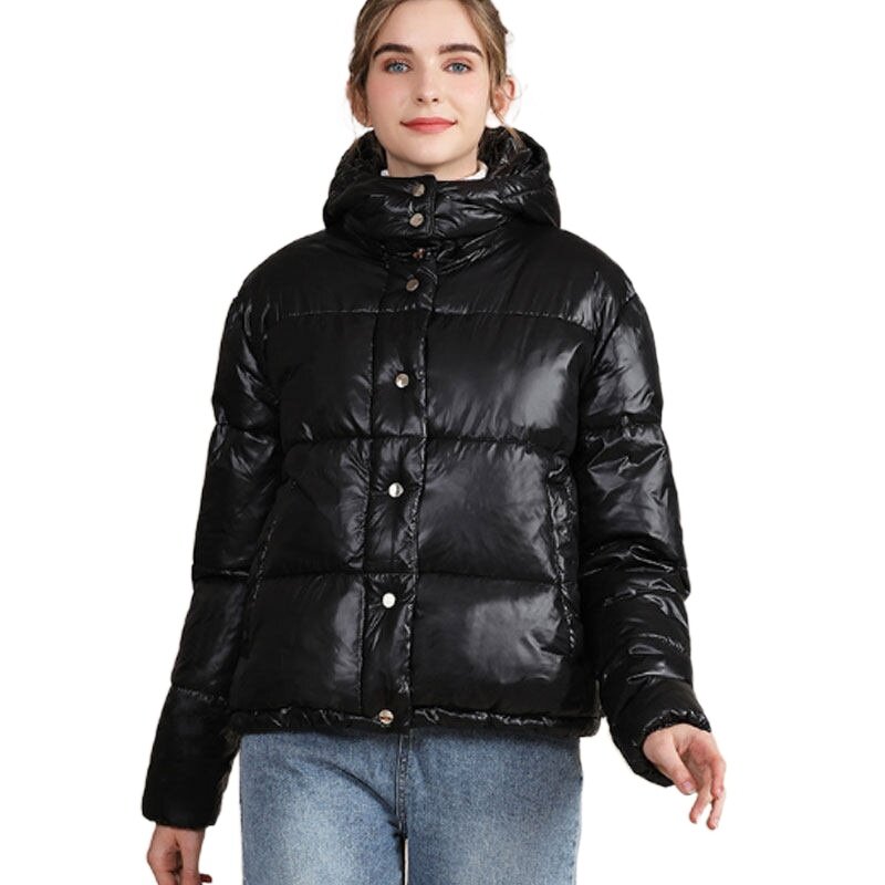Зимнее пальто, пуховик 2021, Женская однобортная куртка с капюшоном и длинным рукавом