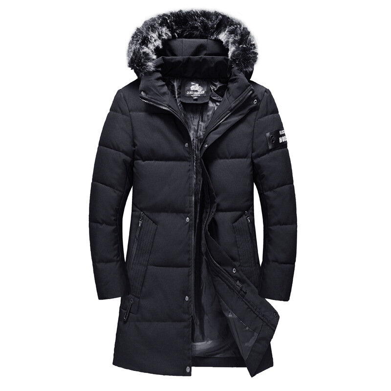 Man Long Fund Thickening Even Hat Loose Coat Teenagers Leisure Time Trend Cotton Men's Winter Cotton-padded Clothes