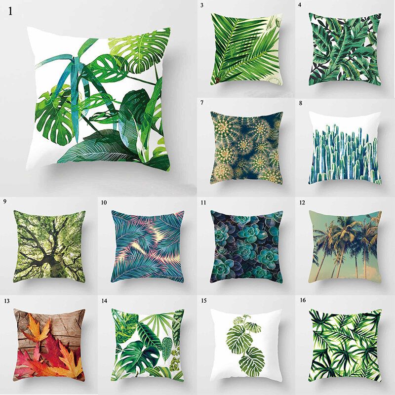 Tropische Blad Cactus Kussensloop Polyester Kussenhoes Sierkussen Covers Sofa Thuis Decor Polyester Pilowcase 45*45 Cm