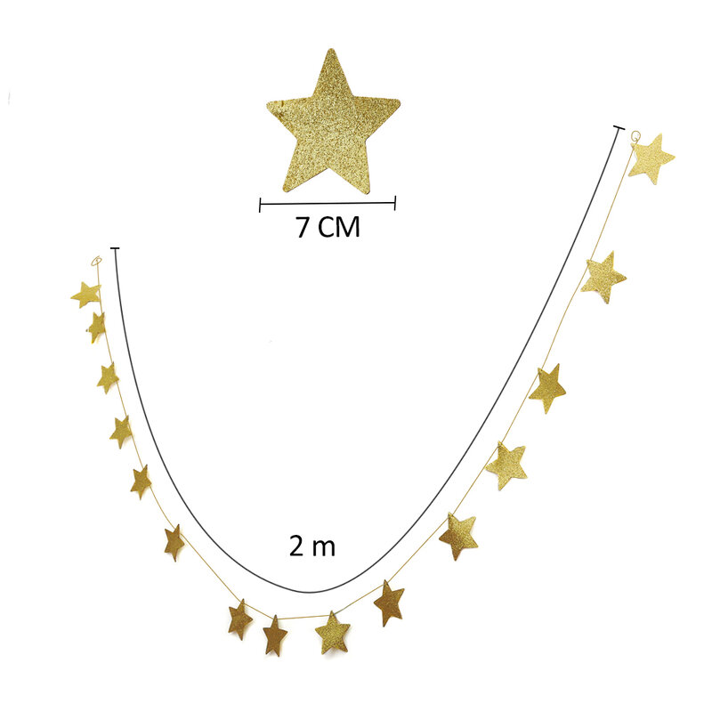 ทองเงินดาวแขวนตกแต่ง Garland Perfection ประกาย Star Garland ตอม่อสำหรับตกแต่งห้องพักเด็กมุ้งกันยุง