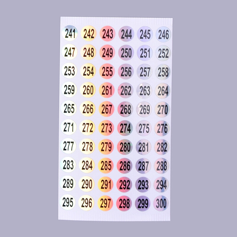 방수 번호 1-300 레이저 라벨 스티커 DIY 공예 매니큐어 립스틱 색상 번호 태그 학교 사무용품