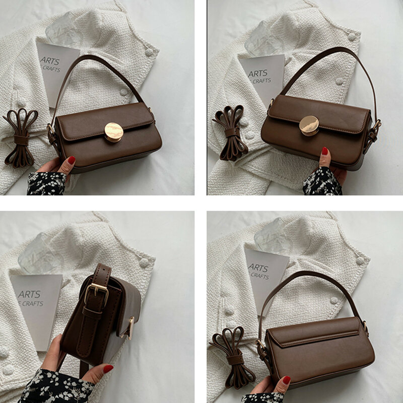 Женская сумка через плечо, однотонная Дизайнерская кожаная сумка, 2021