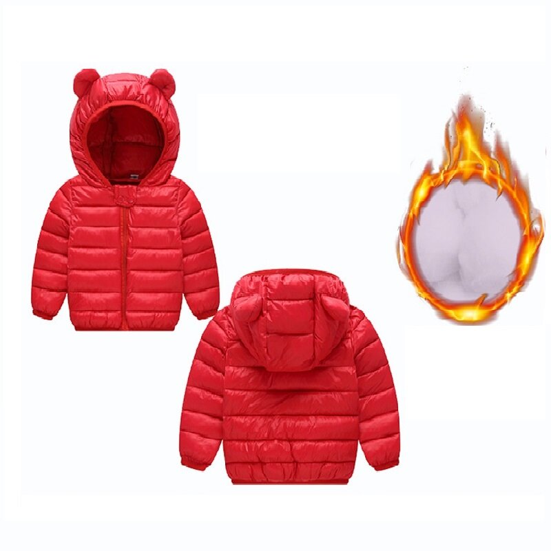 Jaqueta luminosa infantil para meninos e meninas, casaco de orelha com capuz para outono e inverno
