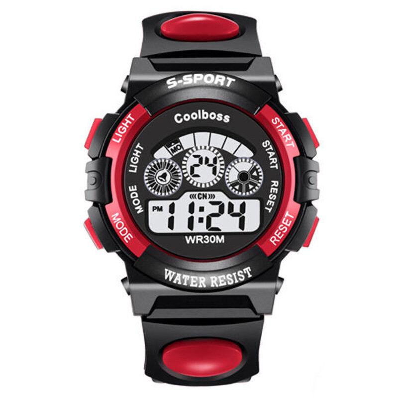 Boys Waterproof Digital Sports Watch Silicone Strap Large Dial Fashion Simple