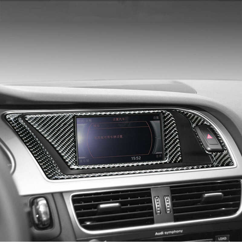 Стайлинг автомобиля, рамка для навигационной консоли из углеродного волокна, отделка для CD-панели для Audi A4 B8, интерьерная шестерня, детской ...