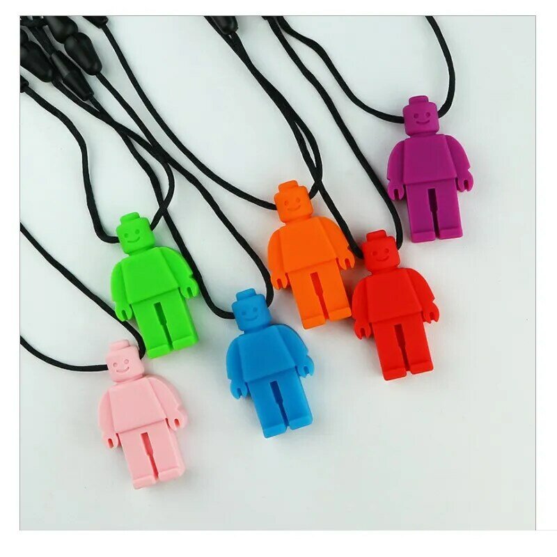 Autism silicone robot Silicone Robot Teether Autism Children Silicone Teether Sensory Chewing Pendant Necklace Molar Stick