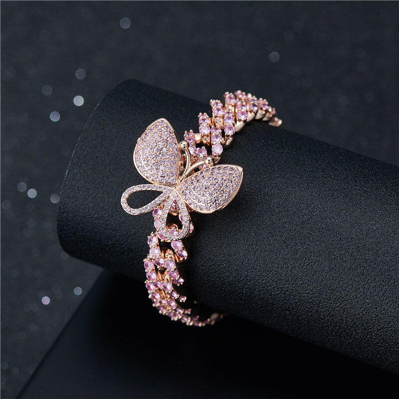 Spersonalizowane niestandardowe motyl cyrkon bransoletka dla kobiet biżuteria prezent