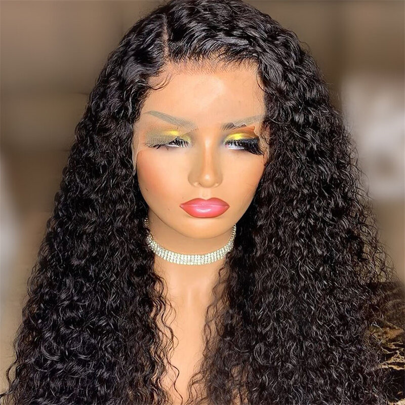 Perruque Lace Front Wig synthétique longue 26 pouces, perruque bouclée crépue en Fiber de densité 180% pour femmes noires, pre-plucked avec naissance de cheveux naturelle, cheveux de bébé