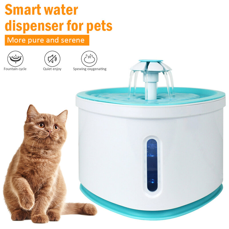 2.4L Dispenser per fontanelle per animali domestici fontana automatica per gatti per animali domestici con LED USB elettrico cane gatto Pet muto bevitore ciotola alimentatore