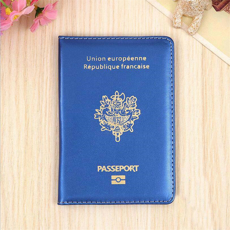 França passaporte capa de couro pu cartão de crédito slots porte-passeport housse masculino feminino passaporte francês organizador para viagens