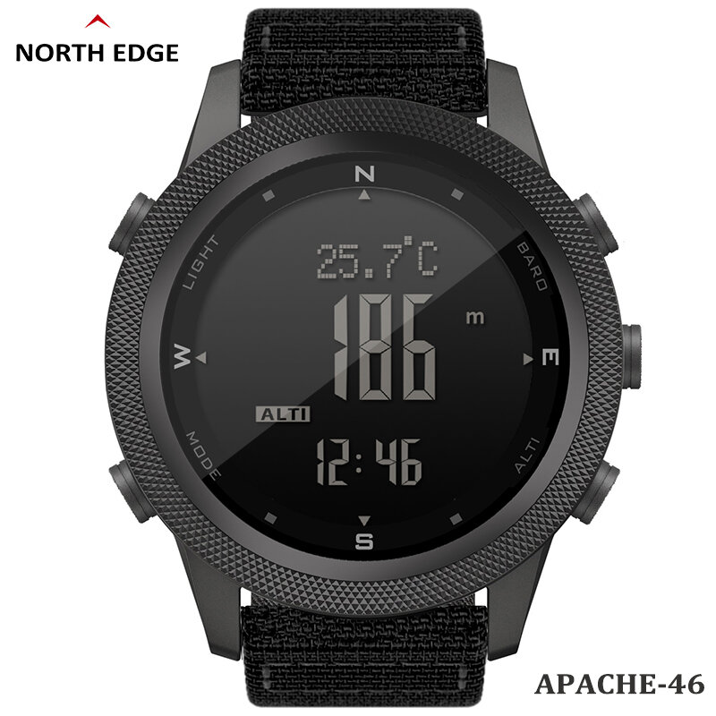 North edge men assista compass 3d temporizador barômetro função bateria lembrete de temperatura display alça de náilon relógios para homem