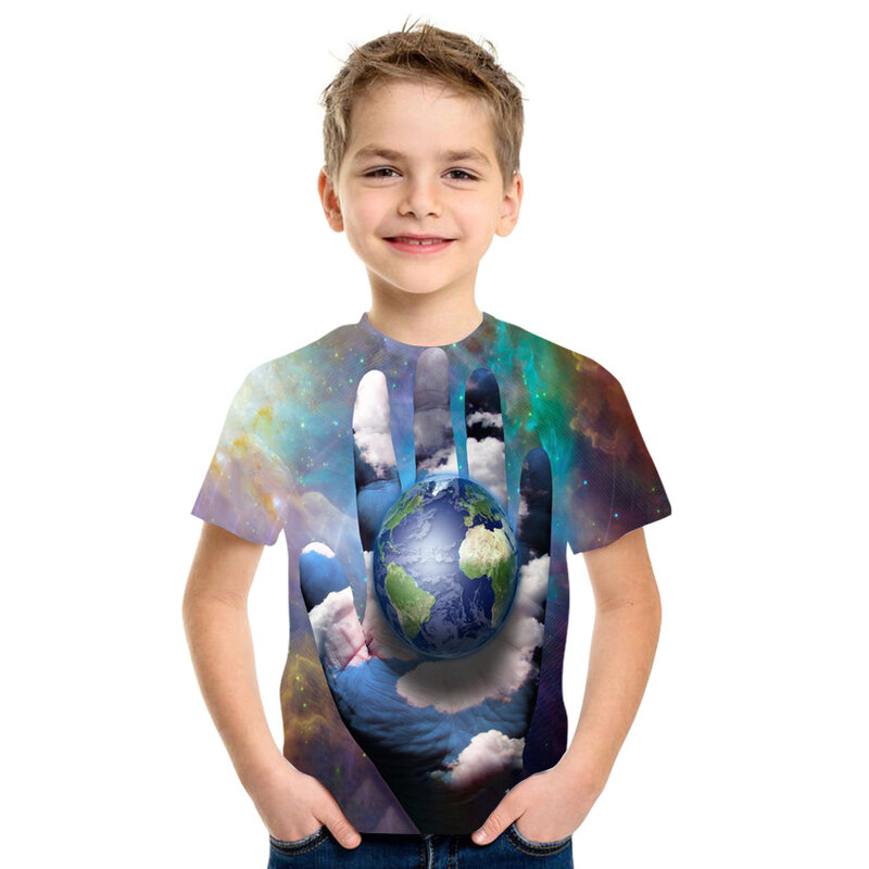 2021 summer 3D anime printed T-shirt boys and girls clothing milk silk fabric casual size 4T-16T