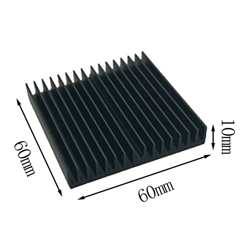 1 Uds 60*60*10mm negro de aluminio de placa base para radiador de disipador de calor