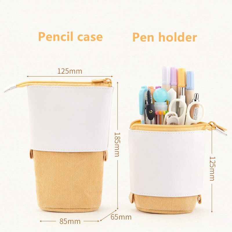 Saco de caneta criativo caneta titular caixa de lápis retrátil escola papelaria saco de armazenamento kawaii cor sólida caneta caso bonito presentes para o miúdo