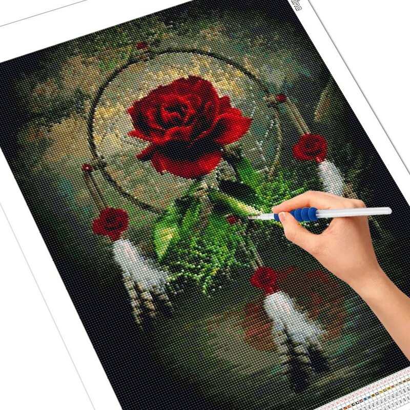 Evershine diamentowa malowana róża kwiat nowy nabytek diamentowa haftowana Dreamcatcher ściegiem krzyżykowym pełna kwadratowa mozaika DIY ściana Art. No.