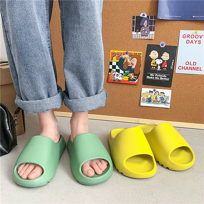 Шлепанцы унисекс с открытым носком, дышащие сандалии на толстой подошве, Нескользящие, для ванной, домашняя обувь, Размеры 35-45, летние