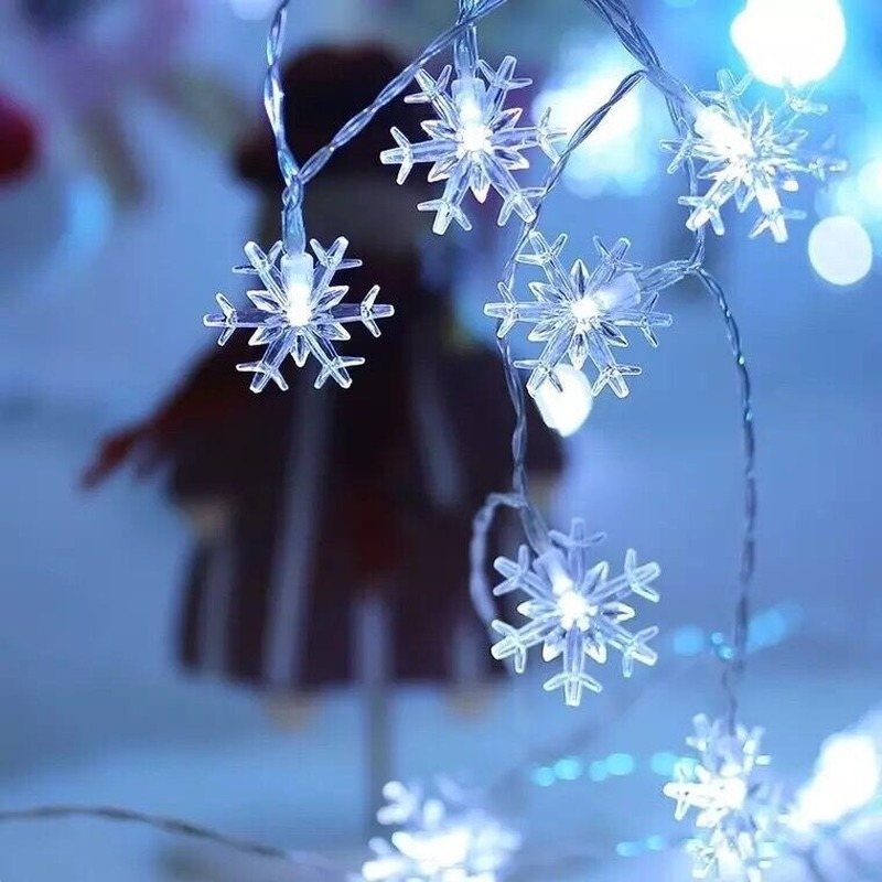 Guirlande lumineuse Led à piles, 2/3/6m, flocons de neige, pour noël, décoration féerique, décor de salle de mariage