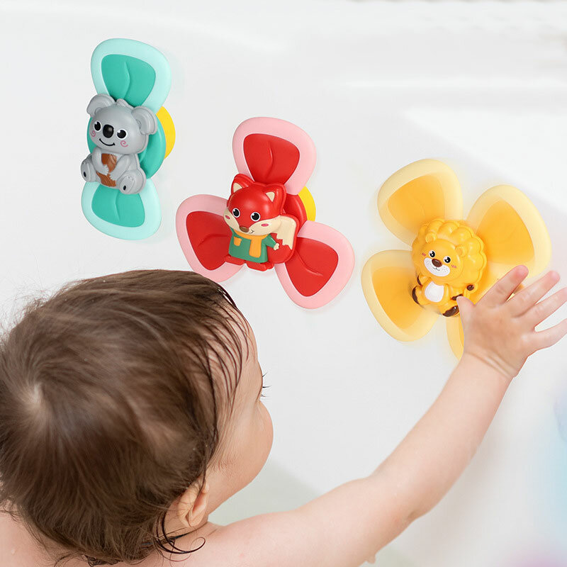 3PcsFidget ventosa Spinner giocattolo per bambino 1 2 anni Cartoon insetto rotante sonaglio giocattoli sensoriali bambini Spinning punta delle dita sonagli