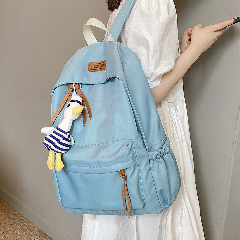 Azul estilo universitário senhoras mochila de alta qualidade à prova dnylon água náilon escola saco bonito menina viagem mochila estudante moda