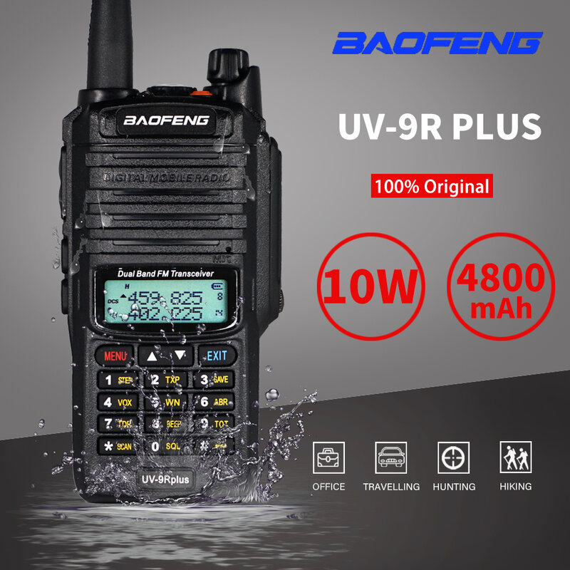 Quente 10w baofeng UV-9R plus walkie talkie uv9r além de banda dupla portátil cb ham rádios 9rhp fm transceptor rádio em dois sentidos