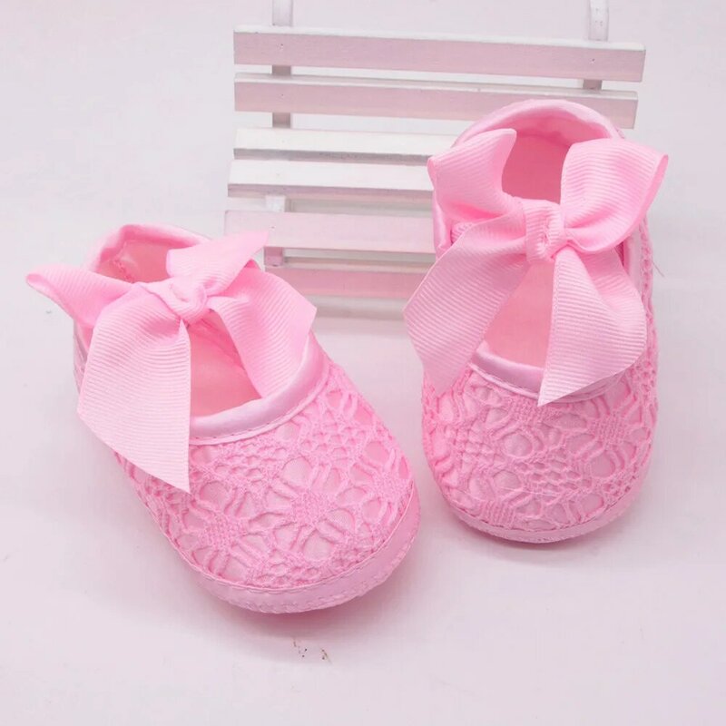 Meninas sapatos recém-nascidos crianças primeiros walkers chinelo bowknot princesa sapatos sola macia não-deslizamento calçados infantis berço sapatos