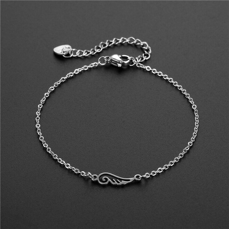 Simple Plane Tree Cross Charm Bracelet Stainless Steel Dog Wing Adjustable Chain Link Bracelets Pulsera Jewelry Gift for Women