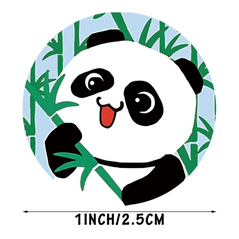 Pegatinas de recompensa de Panda para niños, caja de regalo de dibujos animados, pegatinas motivacionales, 8 diseños, 500 unids/rollo