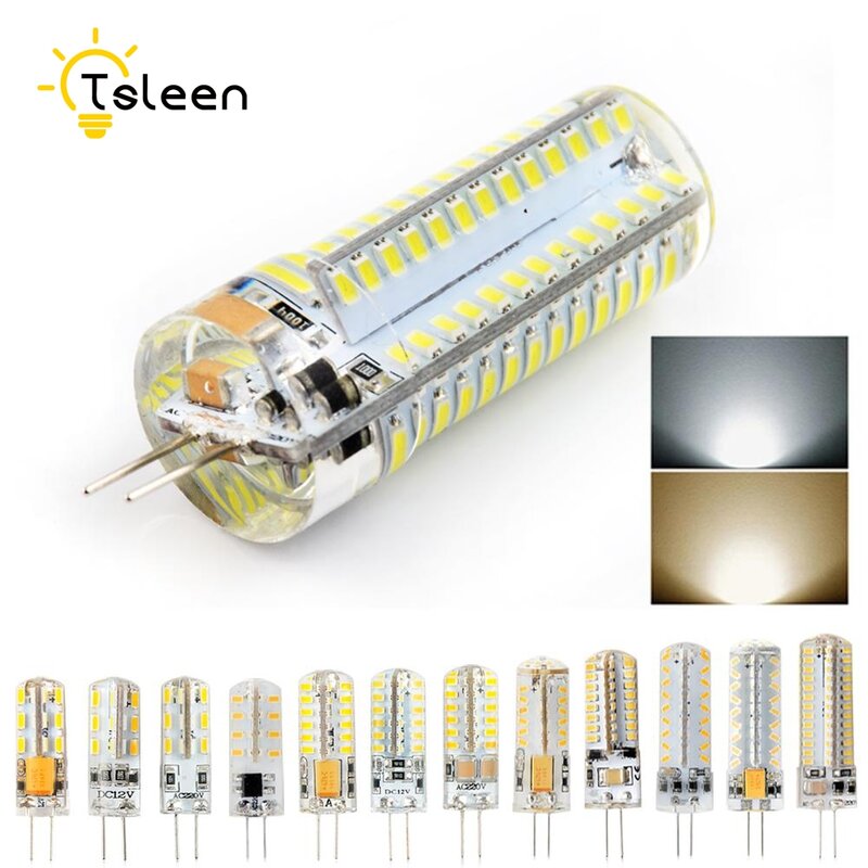 Ttrenen-lâmpada led de silicone, g4, 3014, smd, 3w, 5w, 6w, 8w, 9w, dc, 12v, 220v, halógena, g4, 12v, milho, iluminação, iluminação