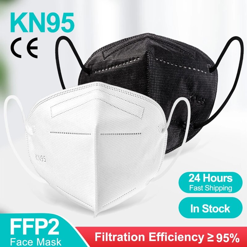 5-200 Uds KN95 Mascarillas FFP2 Reutilizable 5 capas de protección 95% PM2.5 aprobado higiénico ffp2mask ce FFP2 Negras fpp2
