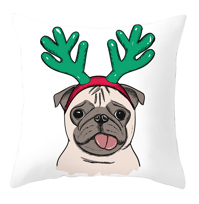 クリスマス装飾スロー枕ケースパグ犬シロクマトラッククッションは家のソファチェア装飾枕ケースsセット