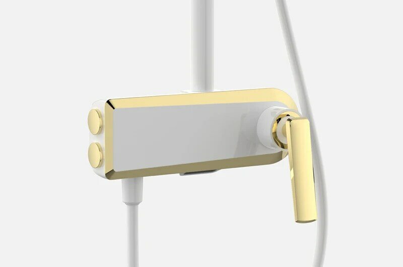 VOURUNA Luxurious Exposed White&Golden Bathroom Shower Set 2020 New Arrival Patent Design