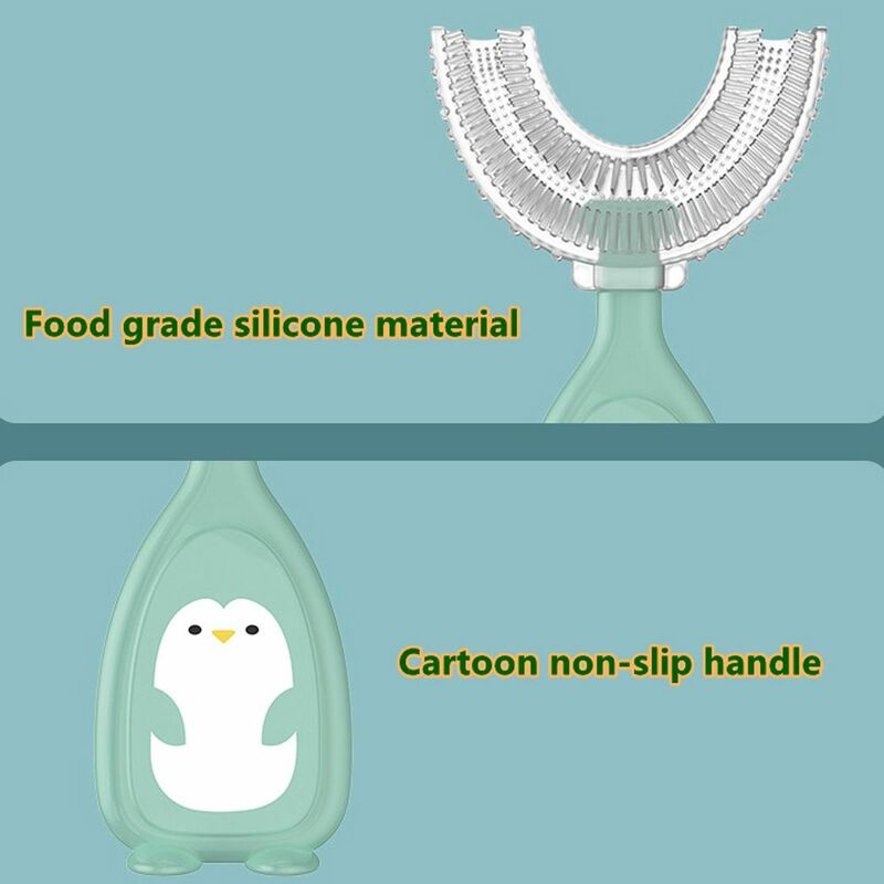 2021 nova venda quente oiginal design u-forma escova de dentes manual escova de dentes crianças ferramenta de limpeza de dentes de silicone