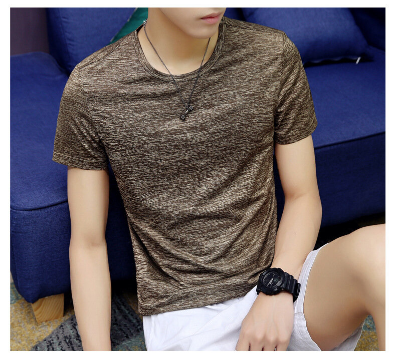 Verão camisetas masculinas novas cor sólida tendência magro casual ff45141094