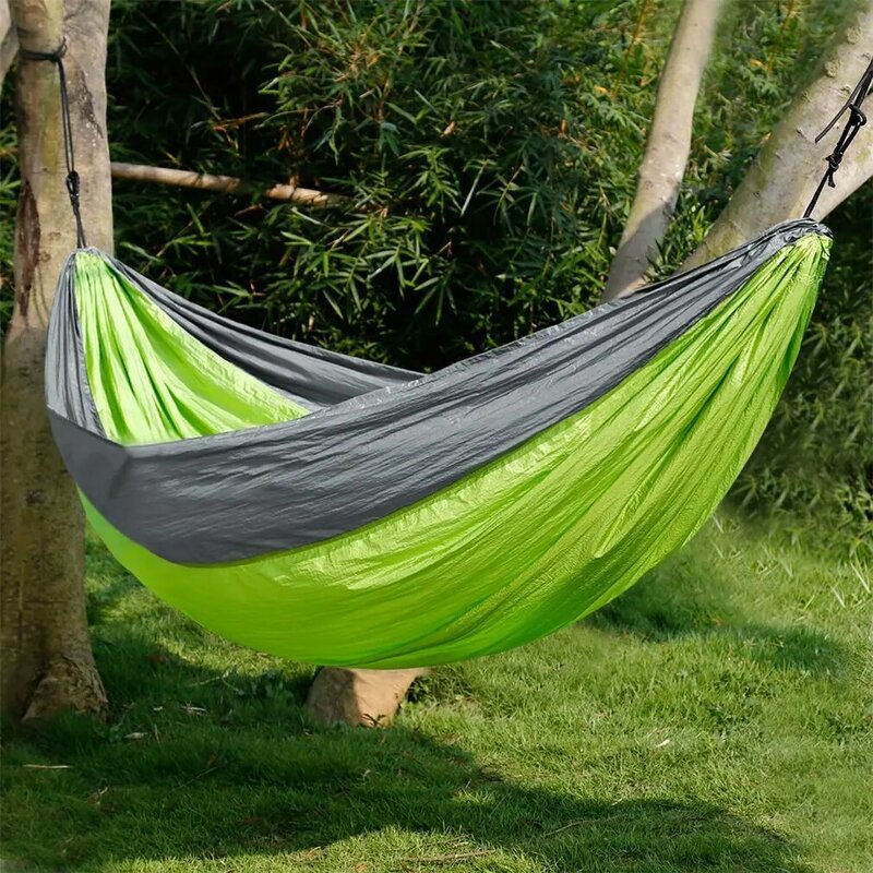 Universel 3.2x2M Camping jardin Nylon hamac 2 personnes Portable été plage voyage hamac suspendu lit avec sac de rangement