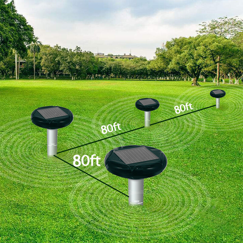 2Packs Ultrasonic Outdoor 7000 Sq Pest Control Solar Mole Repellent Voles and Gophers Yard Stakes Bird Repeller Garden Supplies