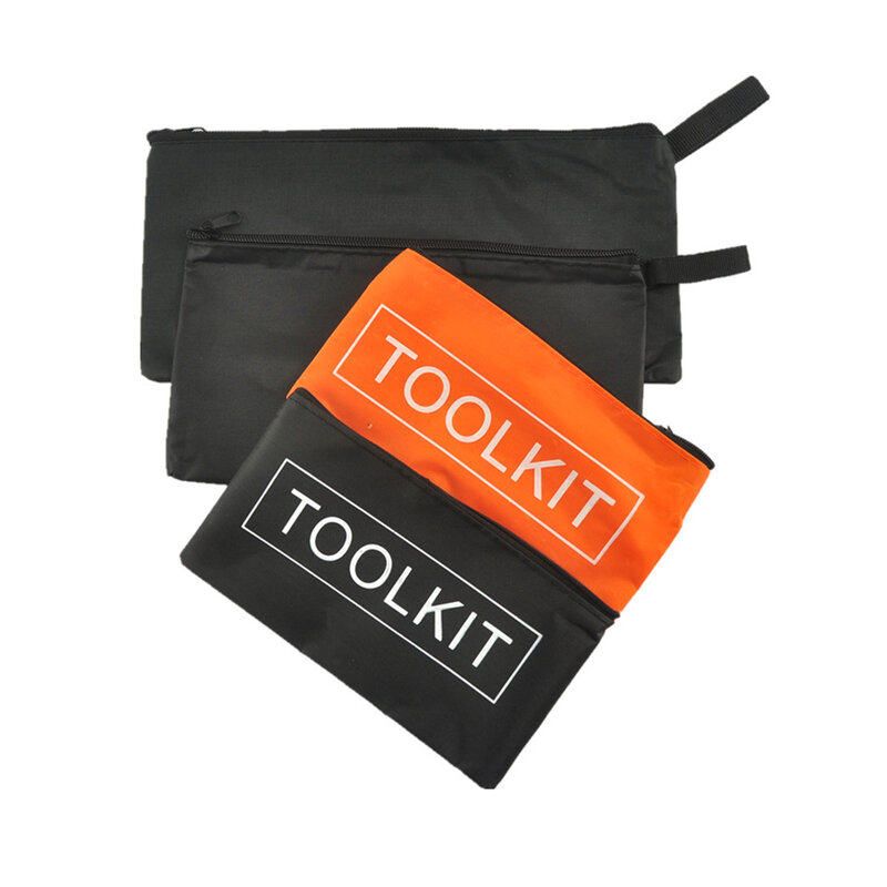 Bolsas de almacenamiento con cremallera, bolsa de herramientas de tela Oxford impermeable, kits de herramientas de 195x105mm, bolso de almacenamiento negro y naranja, 1 ud., envío directo