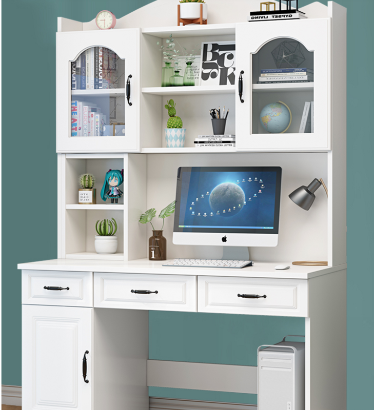 Bureau moderne et simple pour étudiant, bibliothèque combinée, bureau intégré, bureau d'ordinateur pour chambre à coucher