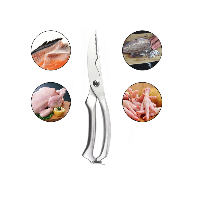 Stainless Steel Poultry Kitchen Chicken Bone Scissor with Safe Lock Cutter Cook Tool Shear Cut Duck Fish
