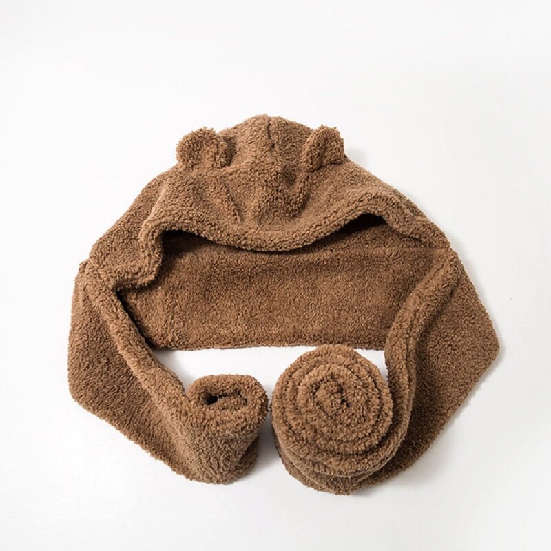 Sciarpa del cappello del Pullover della peluche di protezione dell'orecchio dell'orso delle donne all'aperto di autunno e di inverno 2021