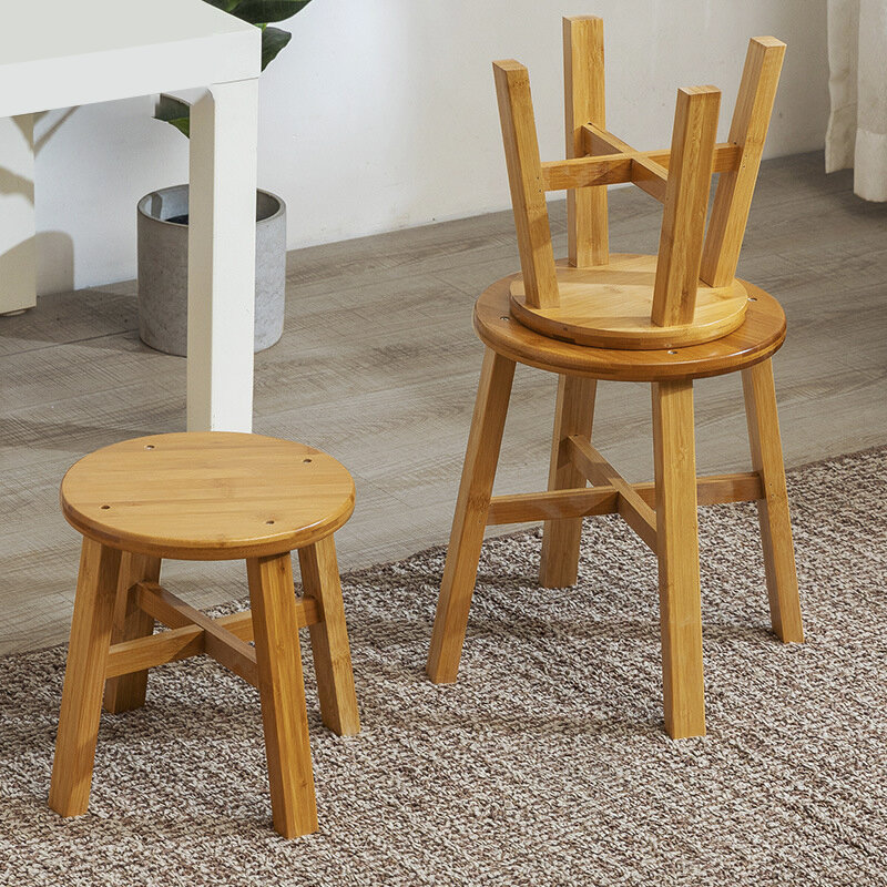 Zdejmowane okrągłe bambusowe ławki stołek Ottoman korytarz ławka Sofa stolik do herbaty mały taboret drewno krzesło salon dom umeblowanie