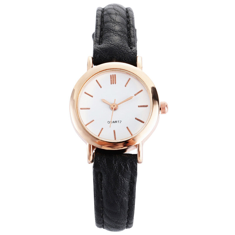 Moda minimalista relógio de quartzo retro com pulseira de couro do plutônio mostrador redondo relógio de pulso para escritório diário casual para mulher nyz