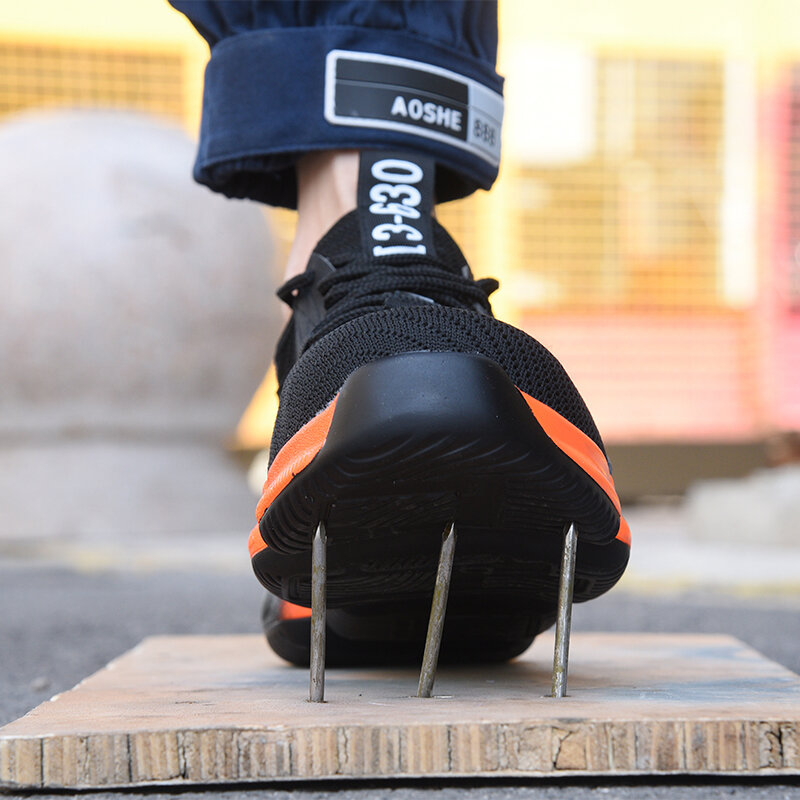 JUNSRM-Zapatos de seguridad para hombre, botas de acero, zapatos de trabajo suaves y transpirables, antigolpes