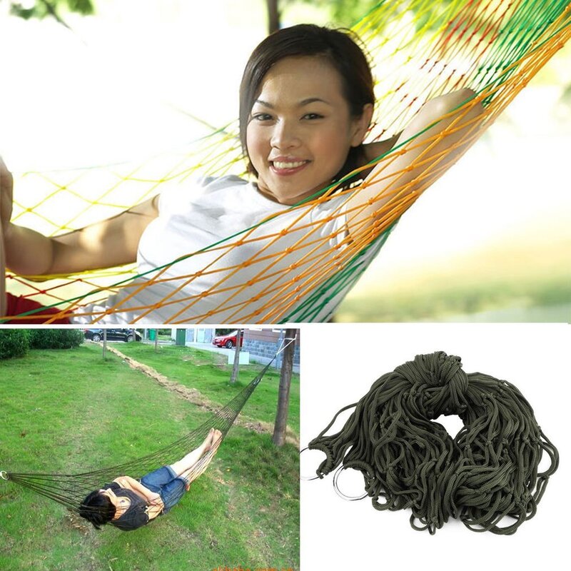 Indoor Outdoor Swing Volwassen Kinderen Thicken Nylon Hangmat Mesh Net Hang Sterke Touw Voor Reizen Camping Strand